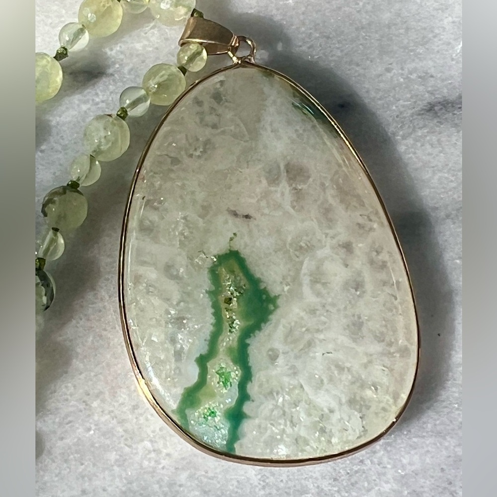 14K GP over 925 SS & Moss Agate Necklace by Lucas Lameth for Iris & Lily, NWT 🤩